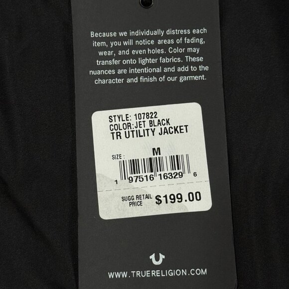 True Religion Black‎ Fleece Bomber Jacket Mens Medium Embossed Logo Snap NWT - Picture 2 of 12